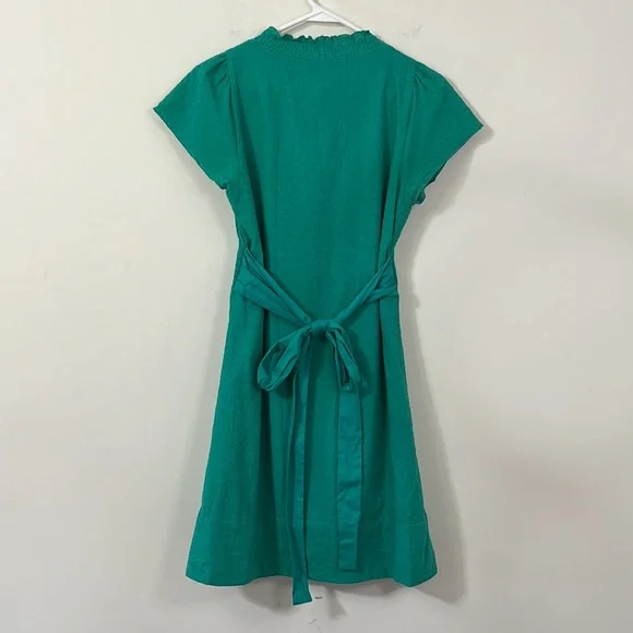BCBG Paris Green V-Neck Cap Sleeve Tie Back Knee Length Dress 2 - Picture 7 of 11
